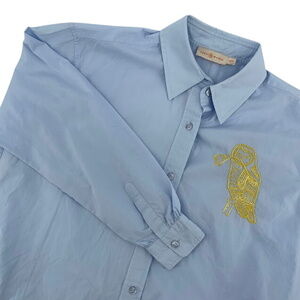 Tory Burch Button Down Shirt‎ Owl Embroidered Long Sleeve Top XS